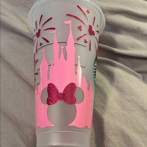 Handmade Pink Disney Castle Venti-size Plastic Cup